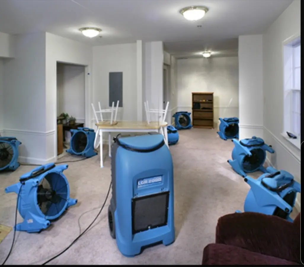 Air movers and dehumidifier setup for Water Damage Restoration in Cottonwood Heights